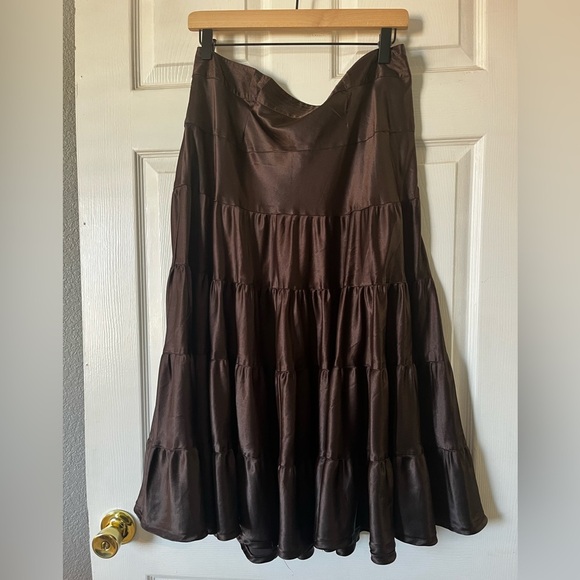 Liz Claiborne Dresses & Skirts - Vintage Liz Claiborne Chocolate Brown Tiered Midi Skirt